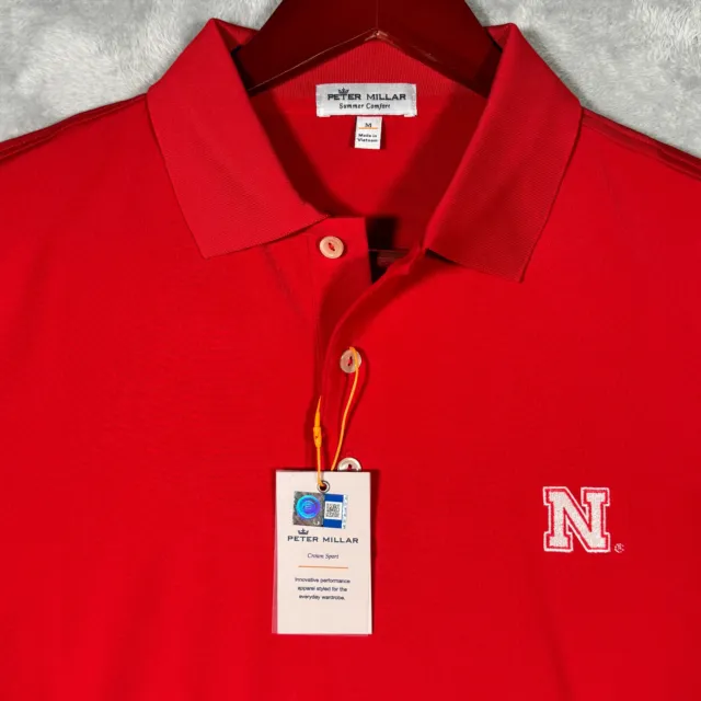 Nebraska Cornhuskers Shirt Medium Red Peter Millar Summer Comfort