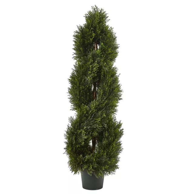 Double Pond Cypress Spiral Topiary UV Resistant Nearly Natural 4’ Home Decor