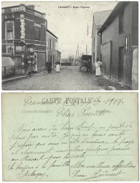 CPA postcard 1917 Route d’Epernay CRAMANT 51 Marne Région Grand-Est (1003)
