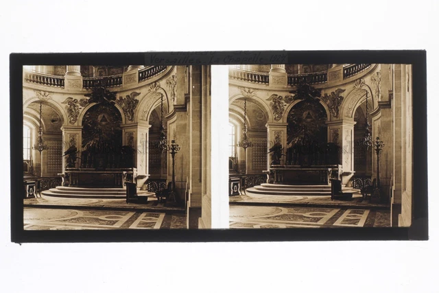 Château de Versailles France Photo B11 stereo Plaque de verre Vintage 1927