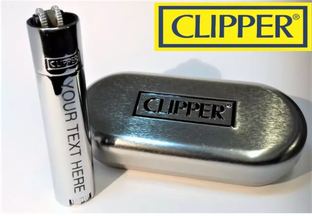 CLIPPER Engraved SILVER STEEL Personalised Lighter Birthday Fathers Day Gift