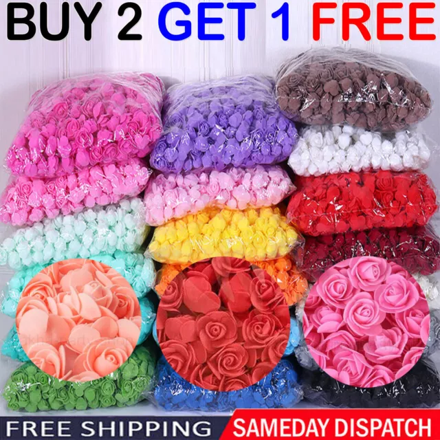 500PCS Foam Roses 3cm Artificial Foam Flower Heads DIY Rose Bear Decor Gift UK