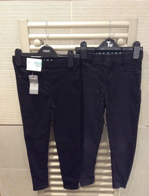 Pacchetto jeggings George ragazze denim nero skinny età 7-8 anni