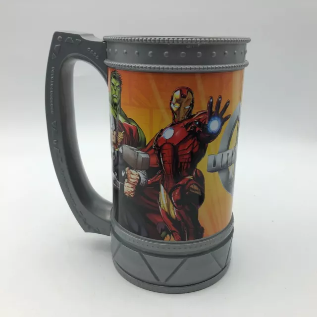 Marvel Universe Live Plastic Mug Cup Thor Hulk Ironman Capt Am. Spidey Wolverine