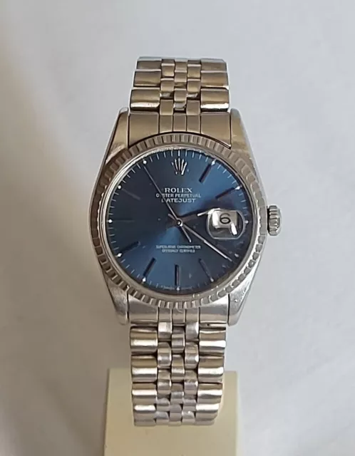 Rolex Datejust Auto. Blue 36mm Steel White Gold Mens Jubilee Khanjir Logo 16220