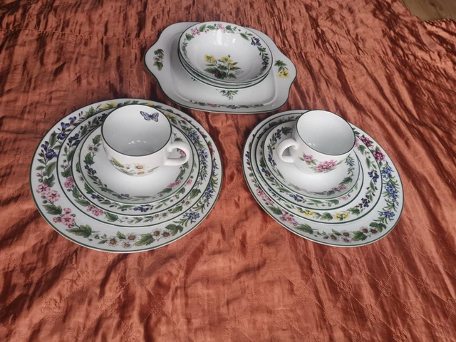 Royal Worcester Set di erbe per 2 piatti da cena tazza ciotola e piattini