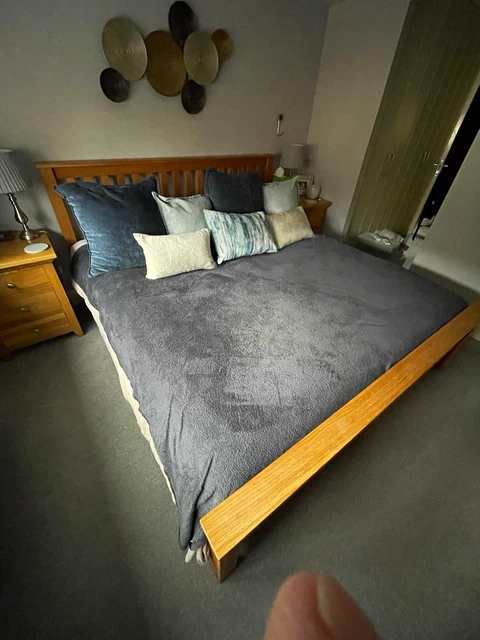 SUPER KING WOODEN Bed Frame with Slatted Foundation, Headboard ...