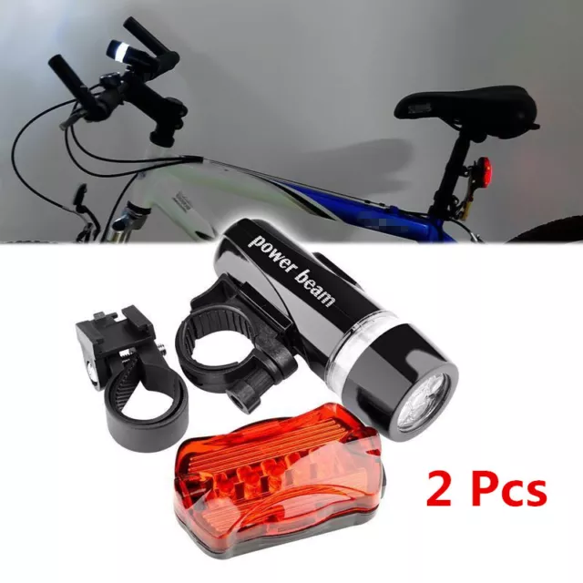Waterproof Bright 5 LED Bike Bicycle Cycle Front and Rear Back Tail Lights  Y4 2