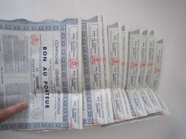 Lot De  Bon Au Porteur Compagnie Generale Aeropostale Air France 1935 N° Suivant