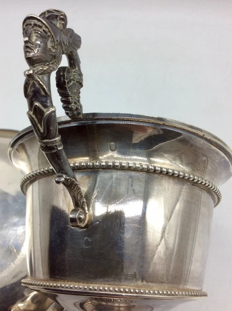 Antique Heavy Sterling Silver Cup & Saucer Empire Style Hallmarked 19th Century