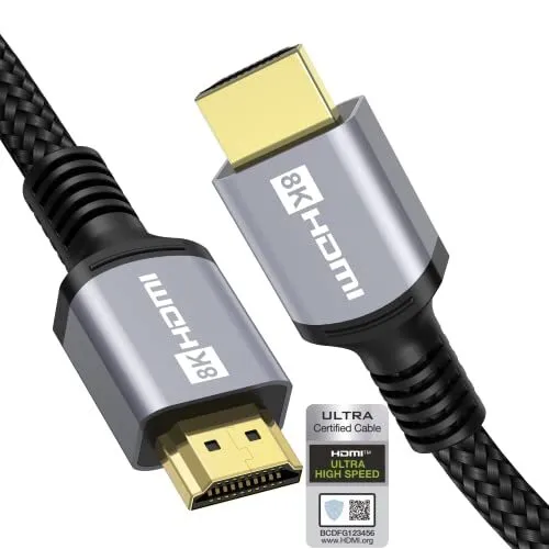 Anhuicco 4K 8K Câble HDMI 2.1 Certifié 2m 48Gbps 8K 10K 60Hz 4K 144Hz 2K 240H...