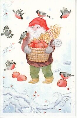 New double Christmas card by Katri Kuusela, cute gnome,  100% original