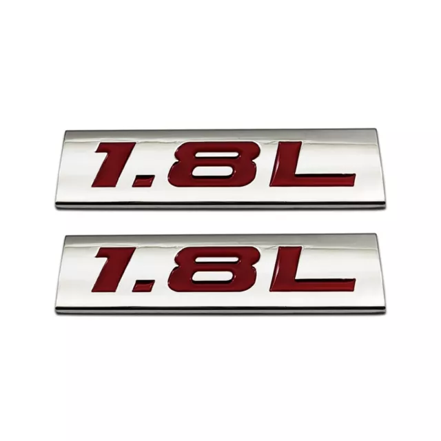 2x Car Fender Trunk Red Chrome 1.8L Car Logo V6 V8 Engine Metal Emblem 3D Badge