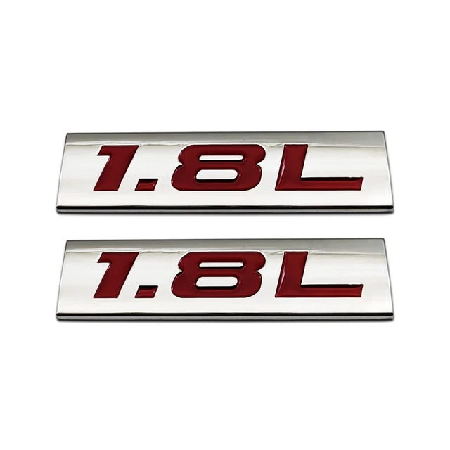 2x Car Fender Trunk Red Chrome 1.8L Car Logo V6 V8 Engine Metal Emblem 3D Badge