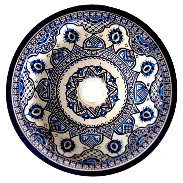Marocaine Peint à la Main Évier , Oriental Cuvette Fes-Xii Ø40CM