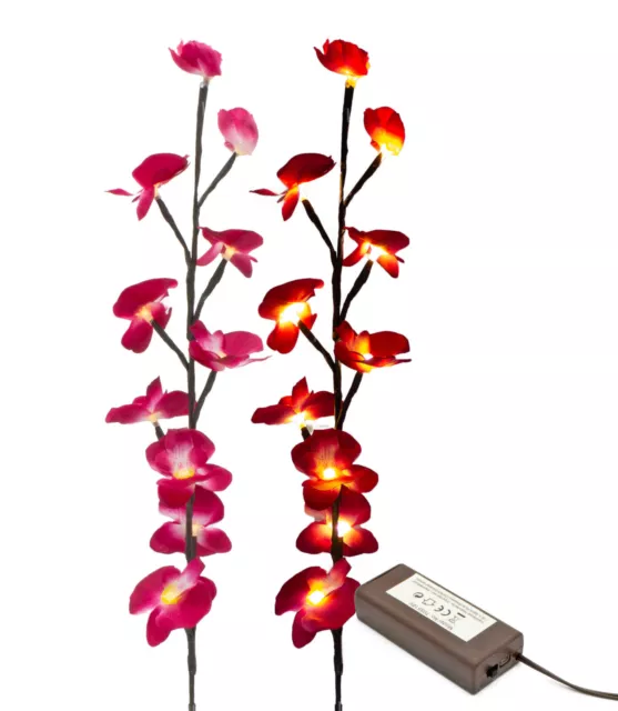 Künstliche Orchidee mit LED Kunstblume Kunstpflanze Dekoblume 78 cm