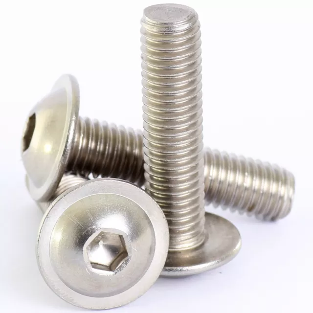 M3 ( 3mm ) A2 STAINLESS STEEL FLANGED BUTTON HEAD SCREWS HEX SOCKET FLANGE BOLTS