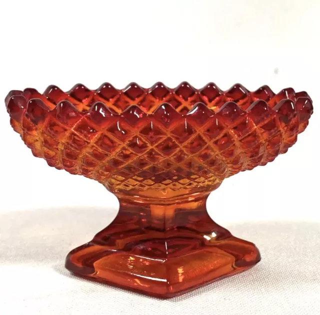 Miniature Red Amber Glass Fruit Bowl Ring Dish Earrings Doll House SALE