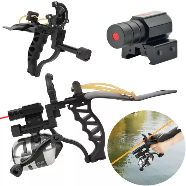 HUNTING FISHING REEL Slingshot Kit Laser Sight Hunting Catapult with Fish  Arrow $79.98 - PicClick