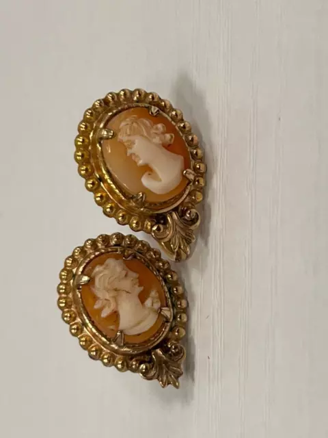 Vintage Cameo Earrings - Amco 1/20 12k Gold Filled - Clip On Screw Back- c1960s