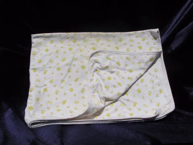 VINTAGE CARTERS BABY Blanket White Yellow Cat Dog Bunny Rabbit