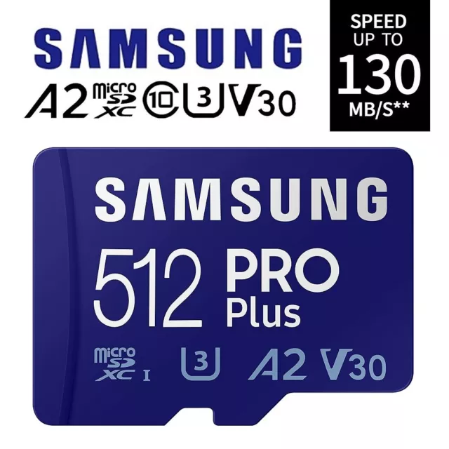 512GB Samsung Pro Plus Micro SD Karte SDXC Class 10 130MB/S U3 A2 Speicherkarte