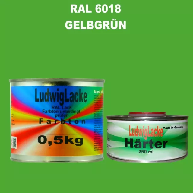 RAL 6018 Gelbgrün Acryllack 0,75 kg glänzend mit Härter Maschinenlack