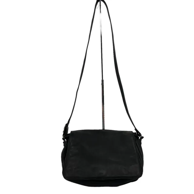 Derek Alexander Dali Soft Black Leather Crossbody Shoulder Bag Messenger