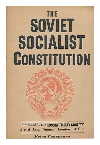 RUSSIA TODAY SOCIETY The Soviet socialist constitution 1941 Paperback
