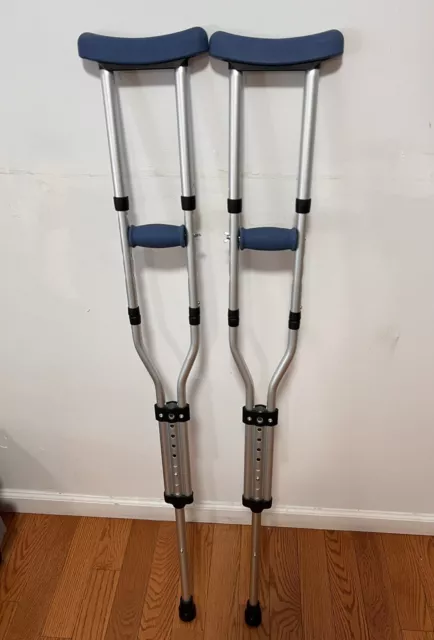 New Carex Folding Crutches Adult Comfort Pads & Grips, Adjustable for 4'11"-6'4"