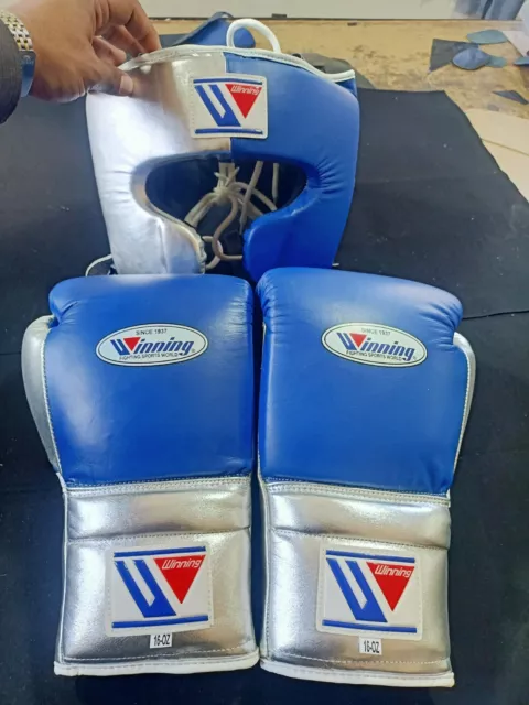 Boxing Gloves Winning Replica Pure Leather  14 oz or 16 oz, Head Gear