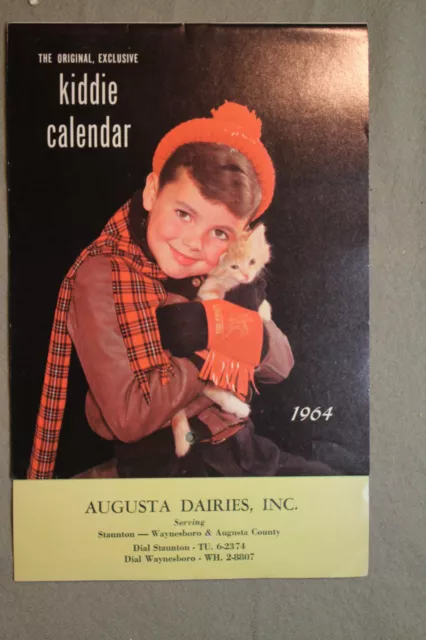 vtg old KIDDIE Calendar AUGUSTA DAIRIES Staunton Waynesboro Virginia children