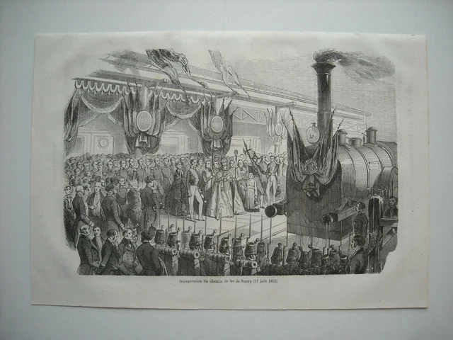 Gravure 1864. Inaugu Chemin De Fer De Nancy, 17 Juin 1852. Cathedrale Strasbourg