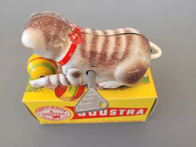 neuf en boite fonctionne parfaitement chat joustra tole jouet mecanique ref 1021