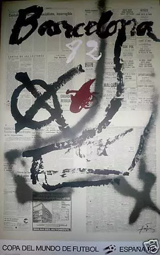 Antoni Tapies Affiche Lithographie Mondial Football 1982 art abstrait sport