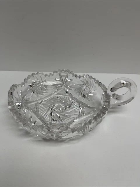 NICE AMERICAN BRILLIANT PERIOD (ABP) CUT GLASS Crystal "NAPPY" DISH Pinwheel