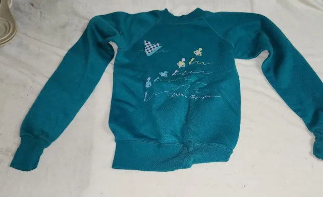 VTG Youth Large Ocean Pacific Sweatshirt OP Teal Gren Blue Divers Print