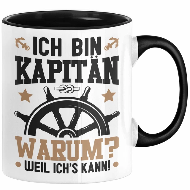 Trendation Segler-Tasse „Gekentert“ – Lustiger Spruch Für Segler, Schwarz, Spülmaschinenfest, In Deutschland Bedruckt