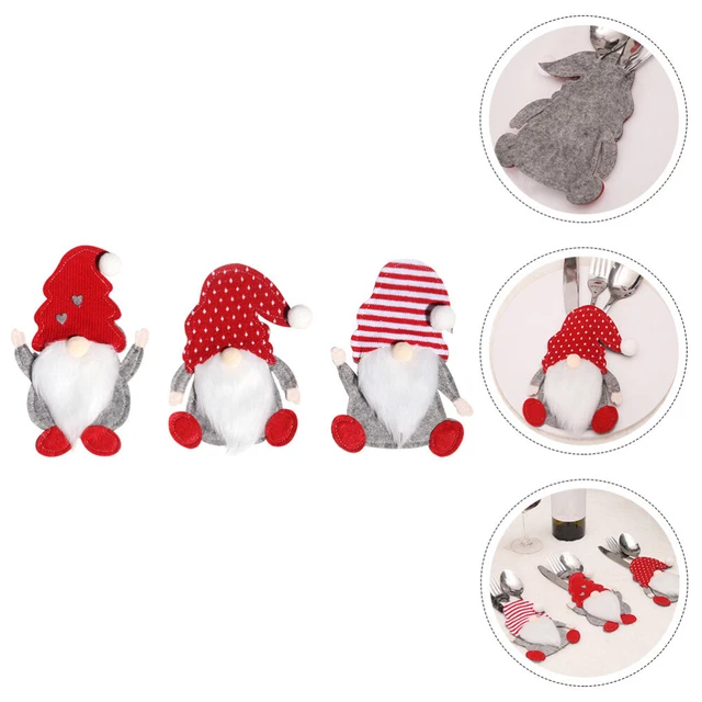 3pcs Christmas Gnome Table Voleilleur Fork Spoon Cover Cutlery Sacs de Noël