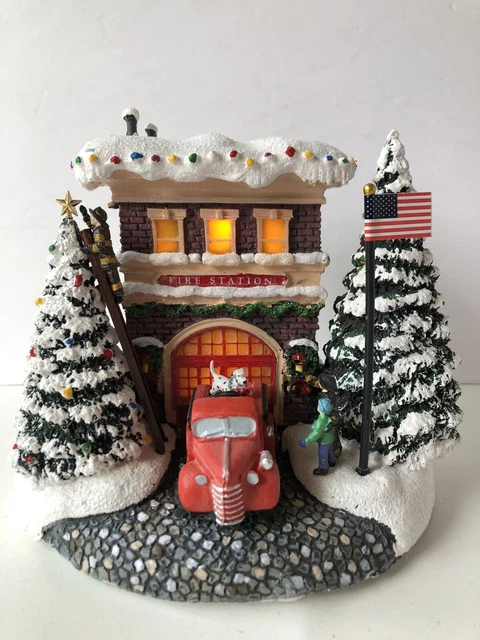 Thomas Kinkade A First Responders Christmas Fire Station Lights Up