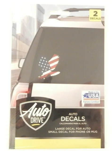 Auto Drive American Eagle Car Decal 2 Pack Peel & Stick New In Package