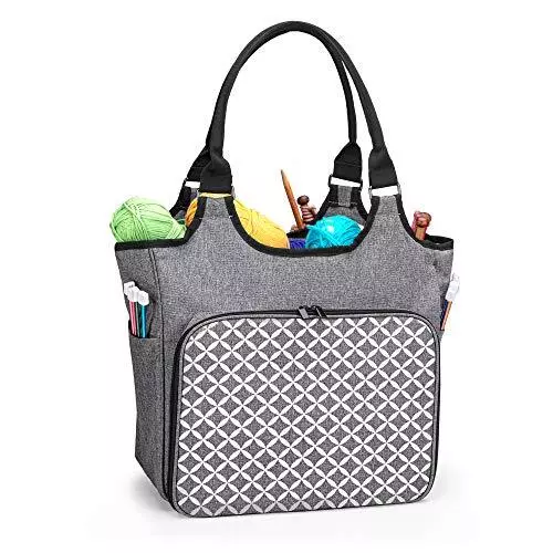 YARWO Knitting Tote Bag, Yarn Storage Organizer for Yarn Skeins, Knitting Nee...