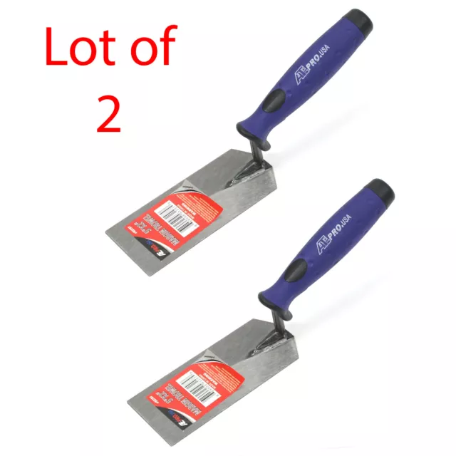 2 pc 5" x 2" Steel Margin Trowel with Soft Grip Handle Flat for tile plaster etc