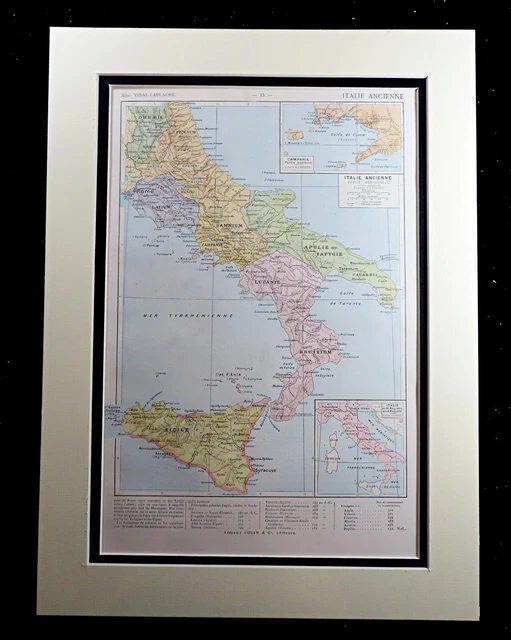 HISTORICAL MAP OF Ancient Italy Italian Roman Empire French Antique