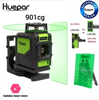 lot set huepar   niveau laser 901cg 360 laser vert + recepteur