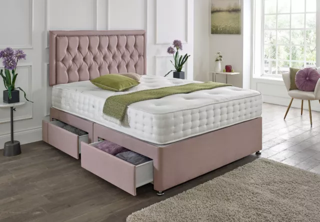 Plush Memory Foam Divan Bed Set With Mattress Headboard 3Ft 4Ft6 Double 5Ft King
