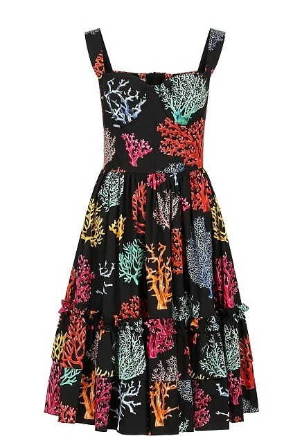 AUTH Dolce&Gabbana corals printed bustier black Dress 46 it AUTH Dolce&Gabbana corals printed bustier black Dress 46 it