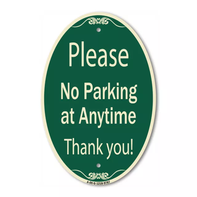 Designer Series Oval - Please No Parking At Anytime Green & Tan