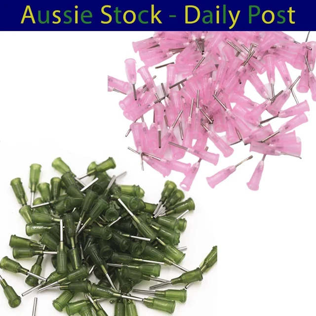 100pcs Glue Ink Oil Flux Dispensing Needles Syringe Needle Tips 14Ga 18Ga Stainl
