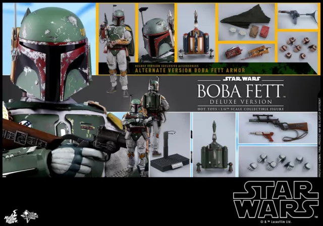 Hot Toys 1/6 Star Wars V The Empire Colpisce Indietro Mms464 Boba Fett Versione Deluxe